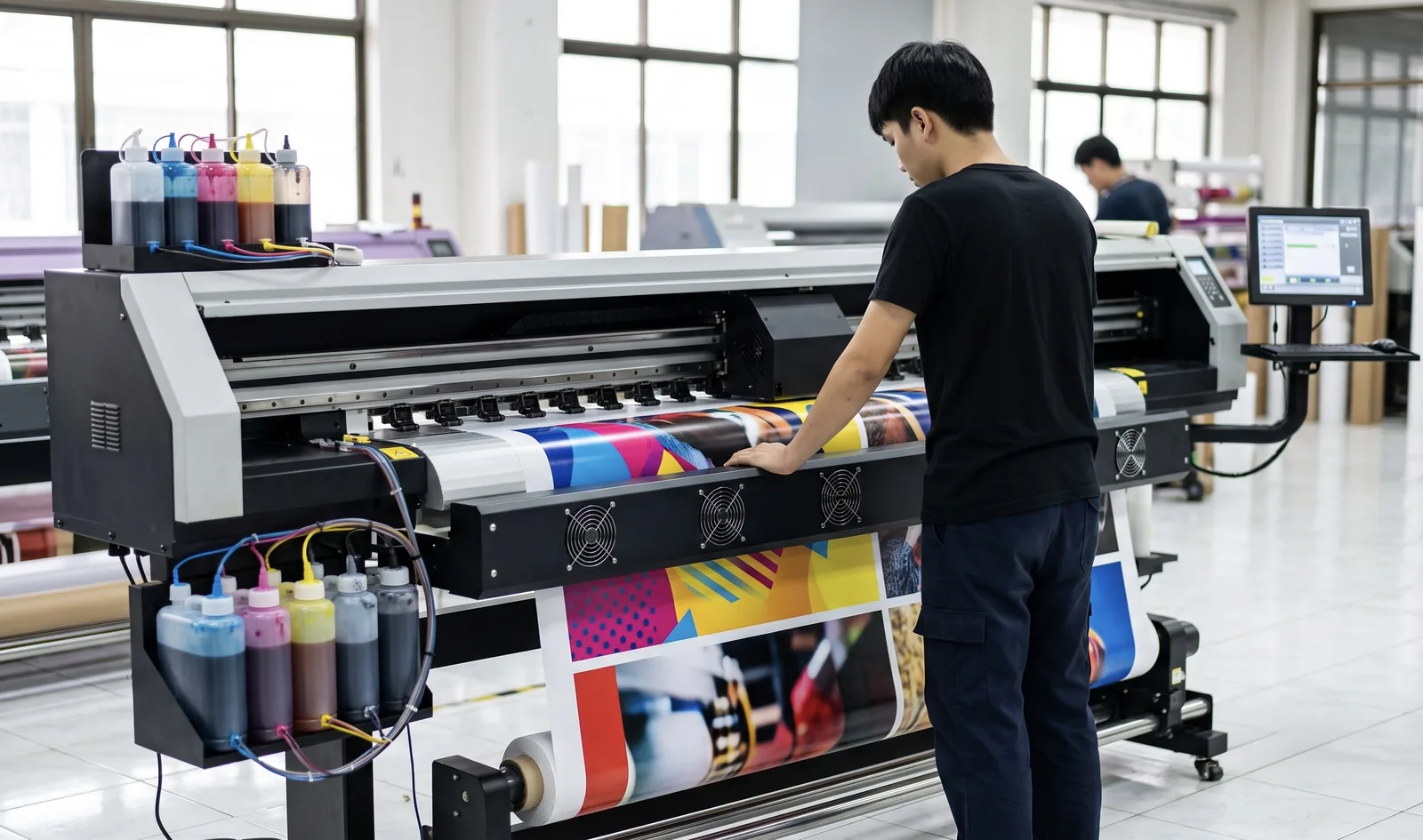 Kỹ thuật viên vận hành máy sản xuất tại xưởng Ethan Ecom